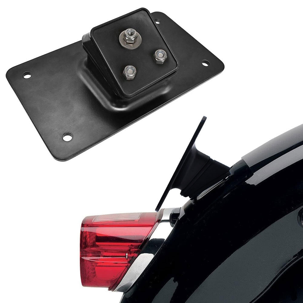 Black 3-hole license plate mounting bracket for Harley Softail Fat Boy - n