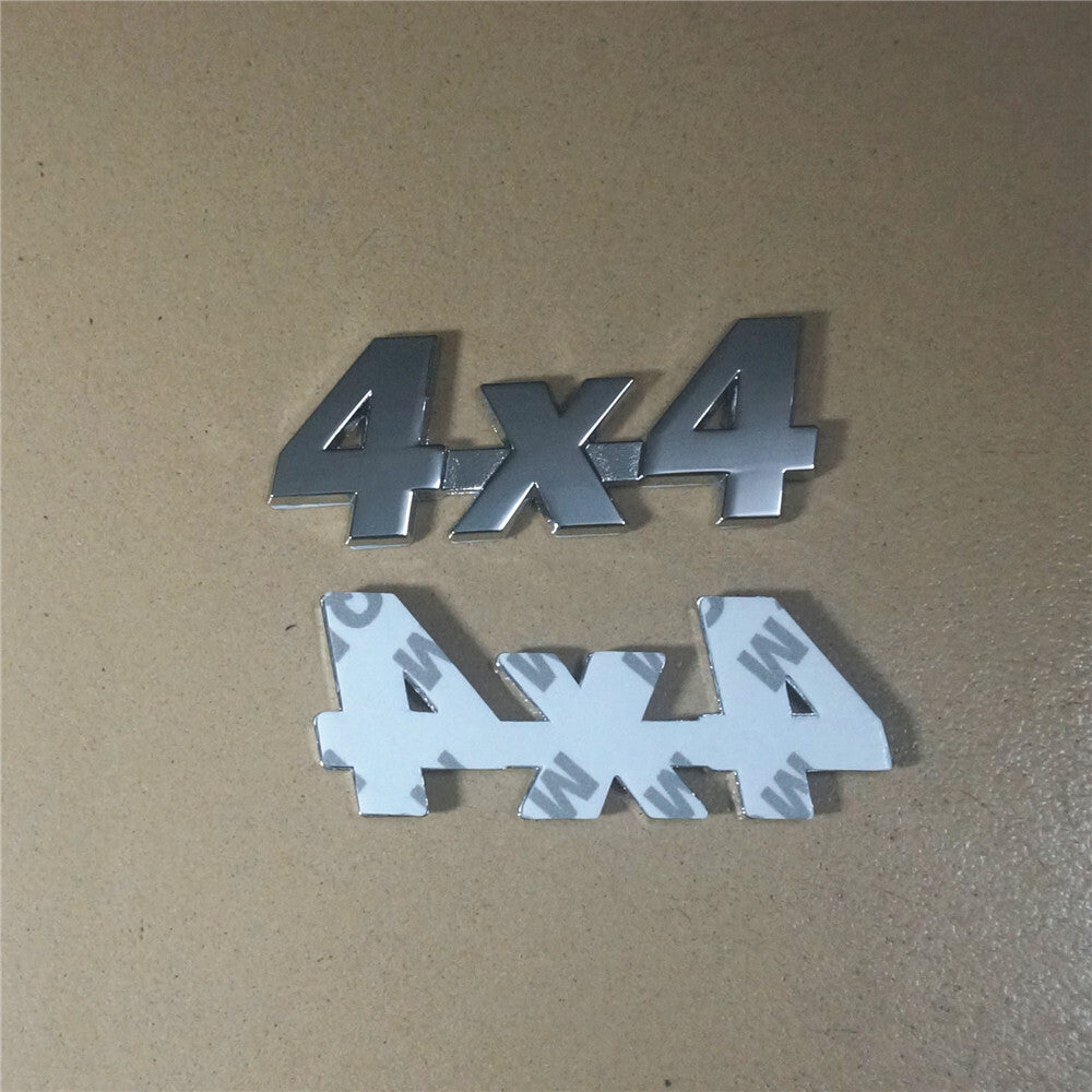 2x Small Silver Chrome 4x4 Metal Decal Sticker Badge Emblem Engine 3D Diesel SUV Q