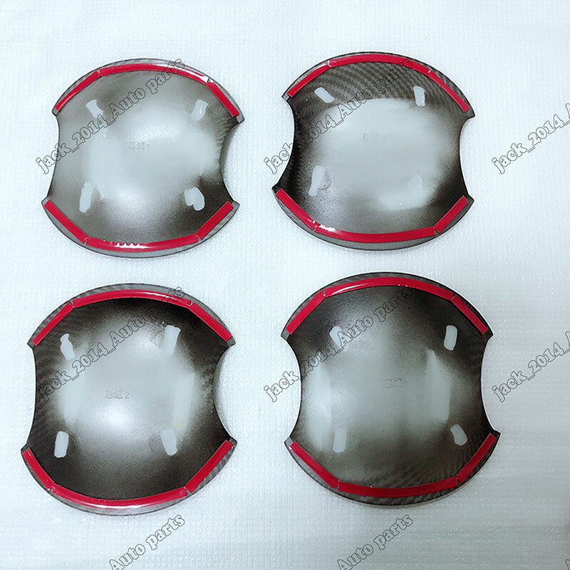 Carbon Fiber Red Door Handle Base Bowl Cup Cover Trim for Honda for Civic 2006-2011