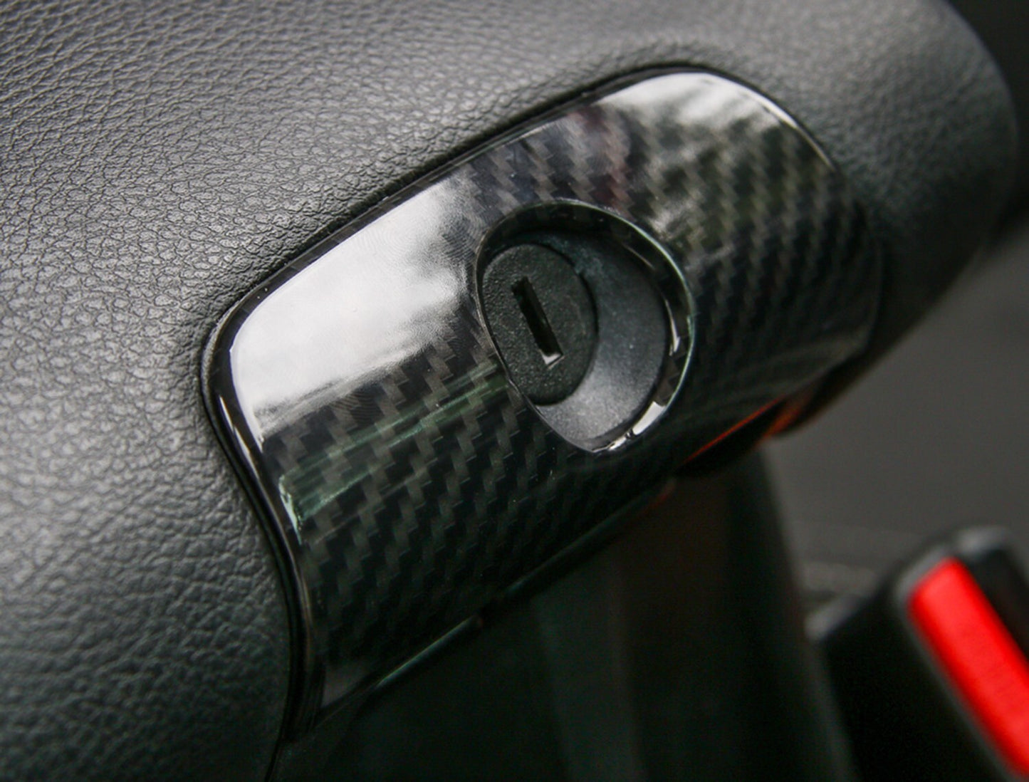 Center Armrest Box Keyhole Cover Trim for Jeep for Wrangler JK 2011-17 Carbon Fiber