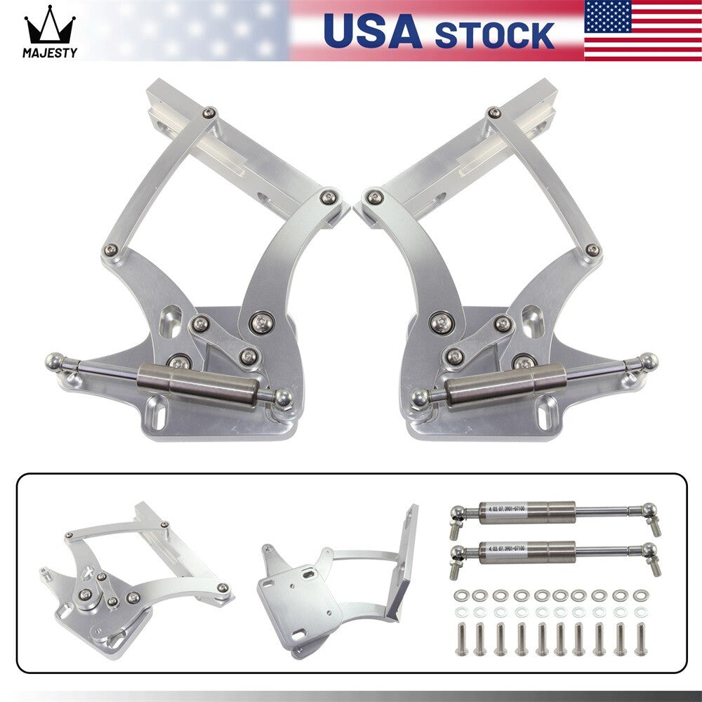 Billet Hood Hinge Kit Pair Left and Right Side for Ford for Mustang 1967-1969 Silver