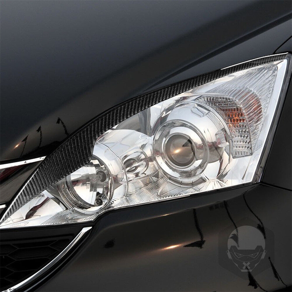 Carbon Fiber Front Headlight Eyelids Eyebrow Panel Trim for Honda CR-V 2007-2011