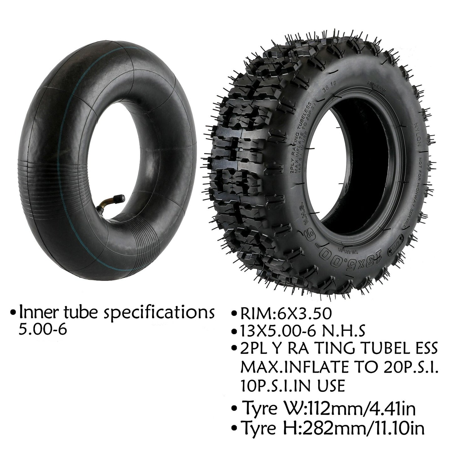 Front Rear 4.10-6 Tyres Tubes 13x5.00-6 ATV Go kart Bike Buggy Scooter Mower