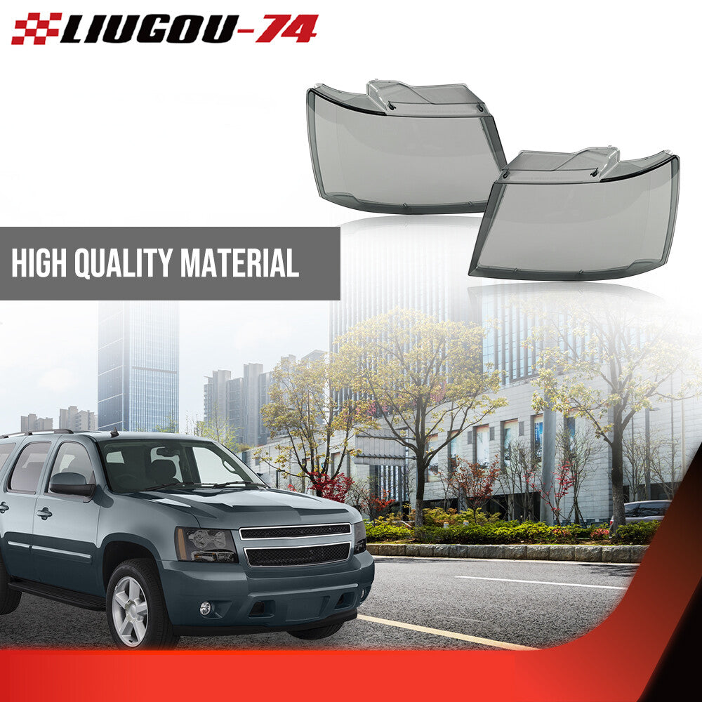 Suitable for 2007-2014 Tahoe suburban headlights, headlight lenses, smoked hood, - v