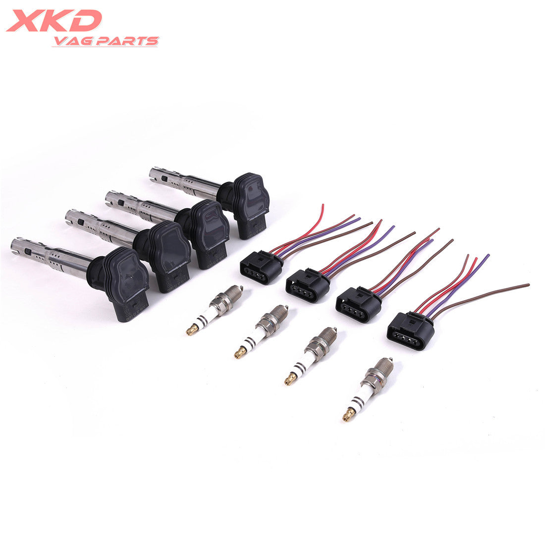 4X 1.8T 2.0T Ignition Coil Spark plug Kit Fit for VW CC for Golf for Passat for AUDI for A4 for A6