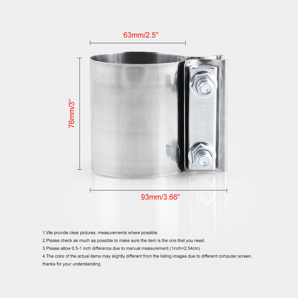 2.5 63mm Stainless Butt Joint Band Exhaust Clamp Sleeve Coupler Q