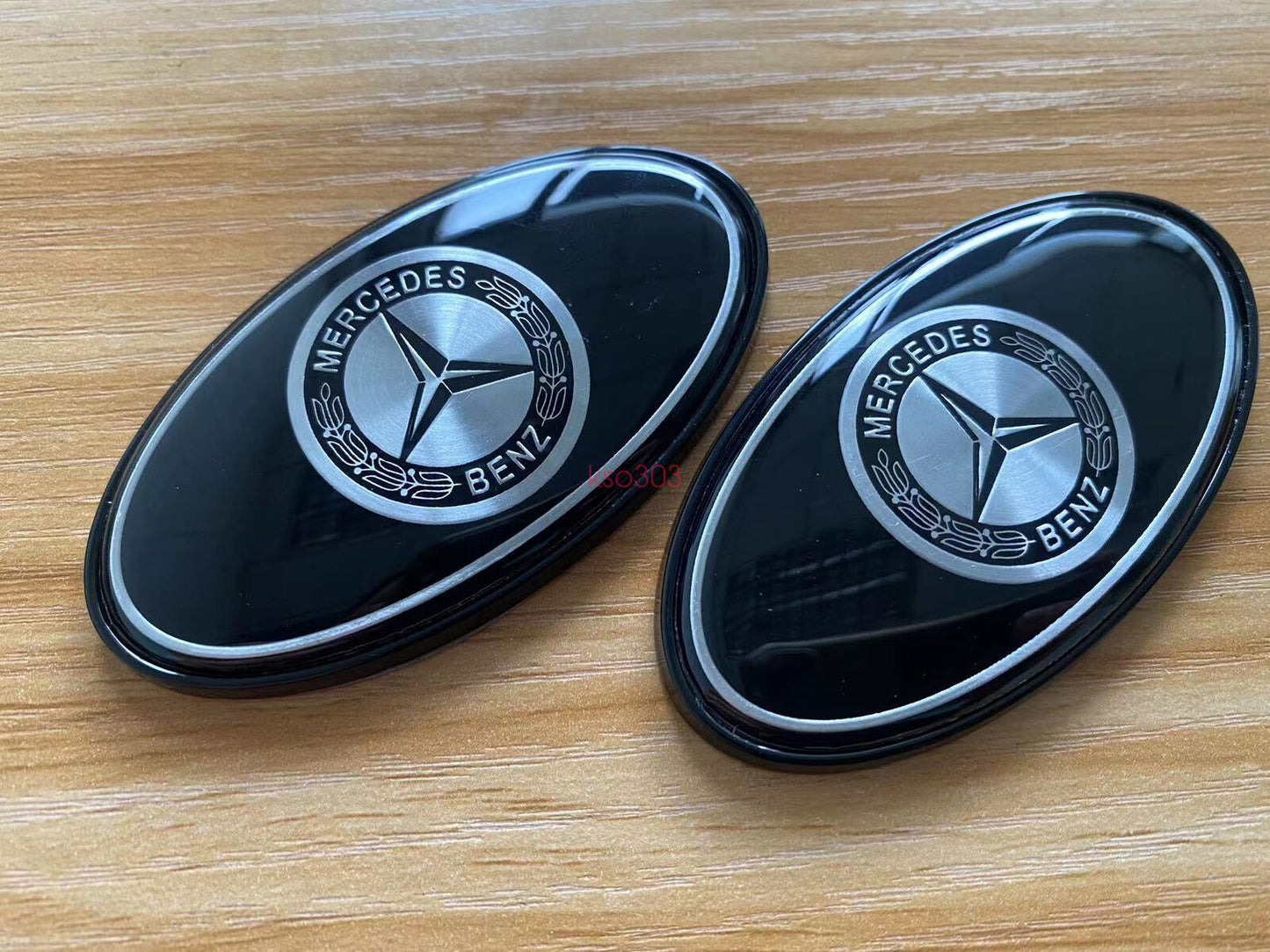 2-Pack Gloss Black Car Badge Stickers Side Skirt Fender Badge Logo for BENZ