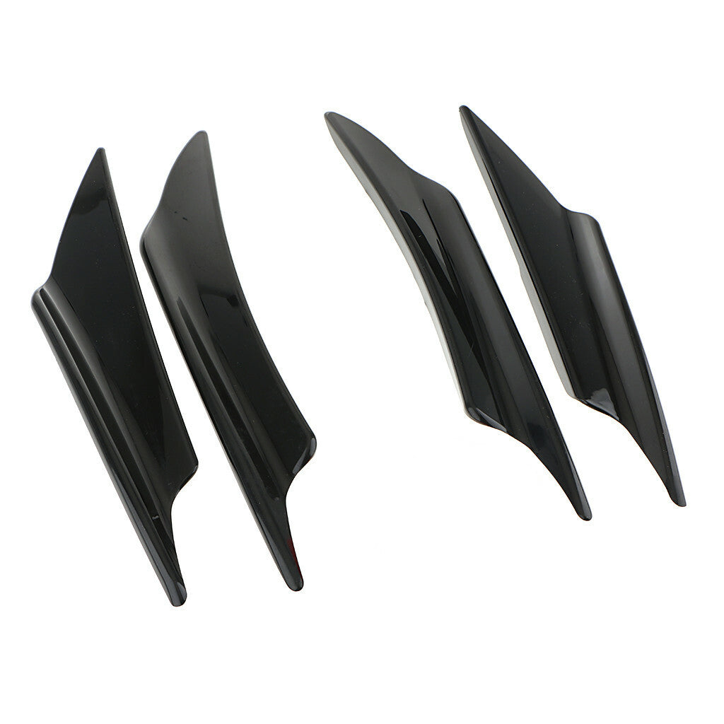 4Pc Car Bumper Lip Spoiler Wing Splitter Side Kit Trim Canards Diffuser Chin Fin