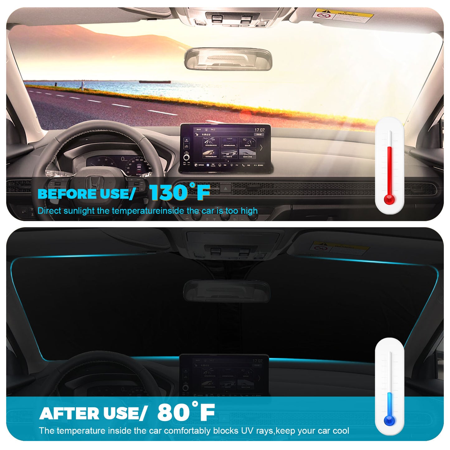 for Honda HR-V 2023-2025 Accessory Car Windshield Sun Shade UV Rays Block Cover