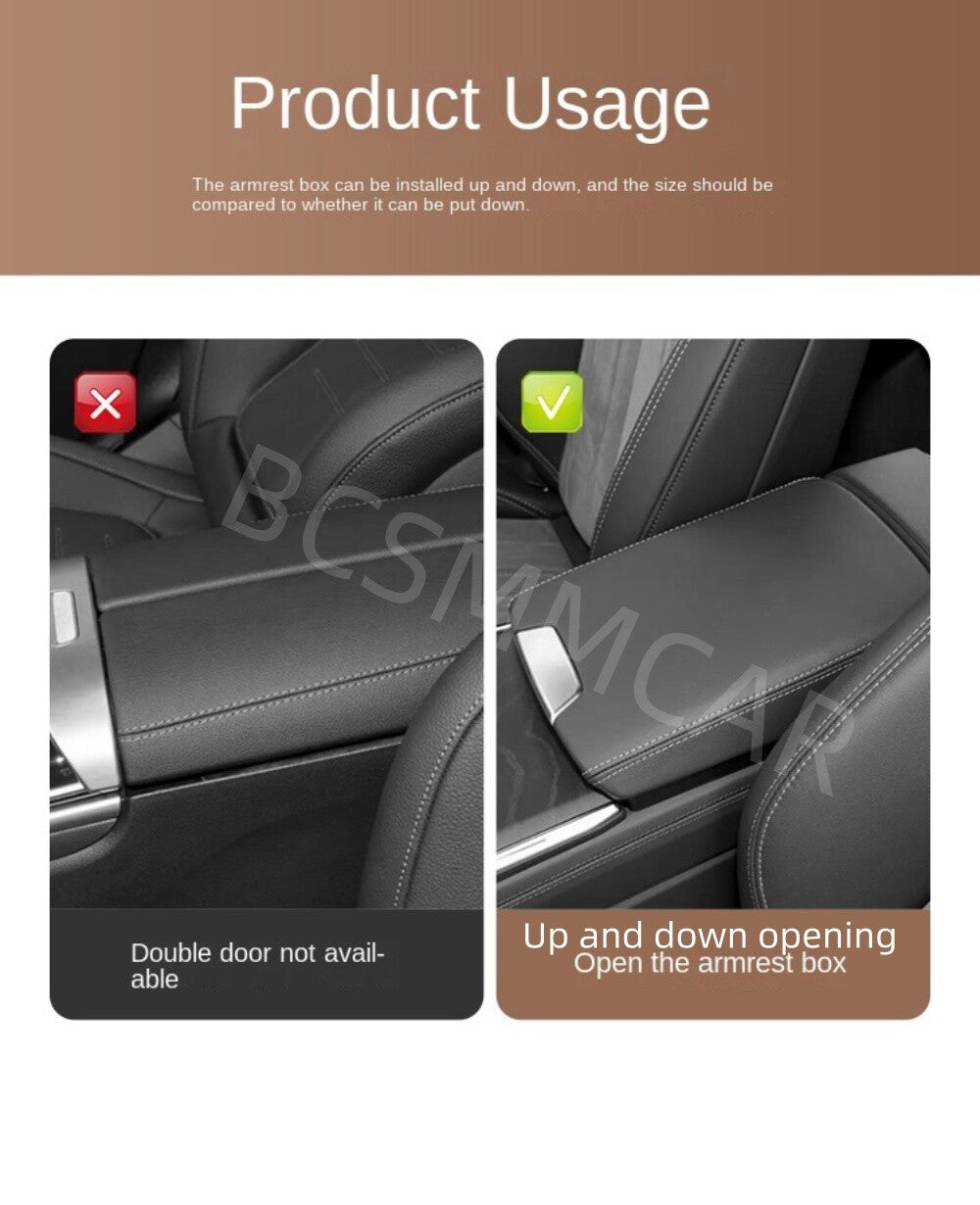 Leather Car Armrest Box Cover Protector for Seat Armrest Cushion Pad With Pocket