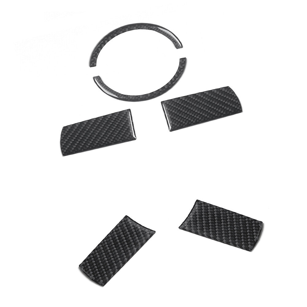 5Pcs Red Carbon Fiber Steering Wheel Button Cover Trim For 5Series E60 05-11 v