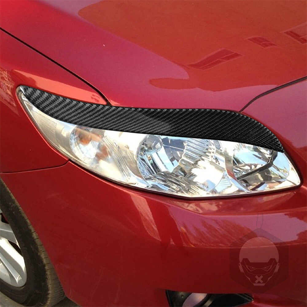 2¡ÁCarbon Fiber Front Headlight Eyelids Eyebrow Trim For T@yota for Corolla 2008-2011