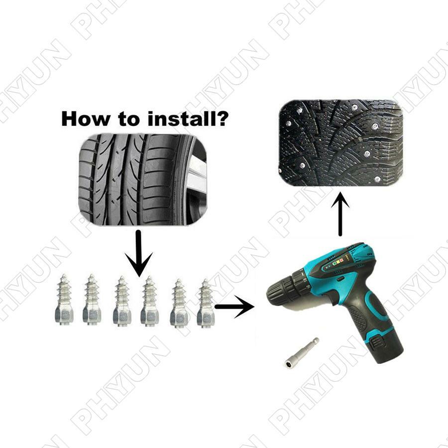 Winter Tyre Studs Snow Spikes electric Gun Install tools W/200Pcs H15 Tire Nails Q