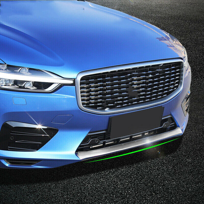 for Volvo XC60 2018-2021 Silver Steel Front Bumper Lip Lower Grille Strip Trim
