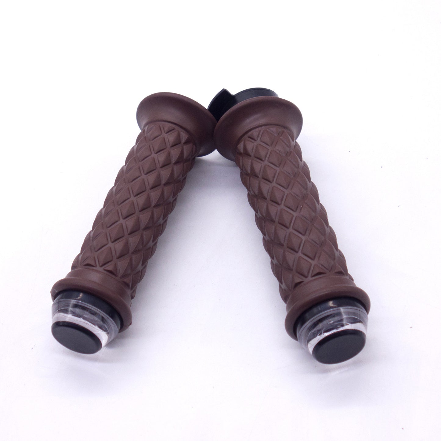 Motorcycle 7/8 22mm Brown Handlebar Hand Grip With LED Plug Strobe Side Light Q