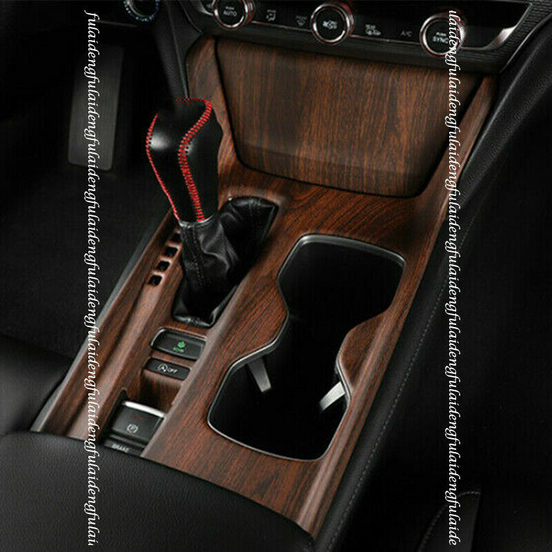 2Pcs for Honda Accord 2018-2021 Wood Grain Central Console Gear Shift Cover Trim