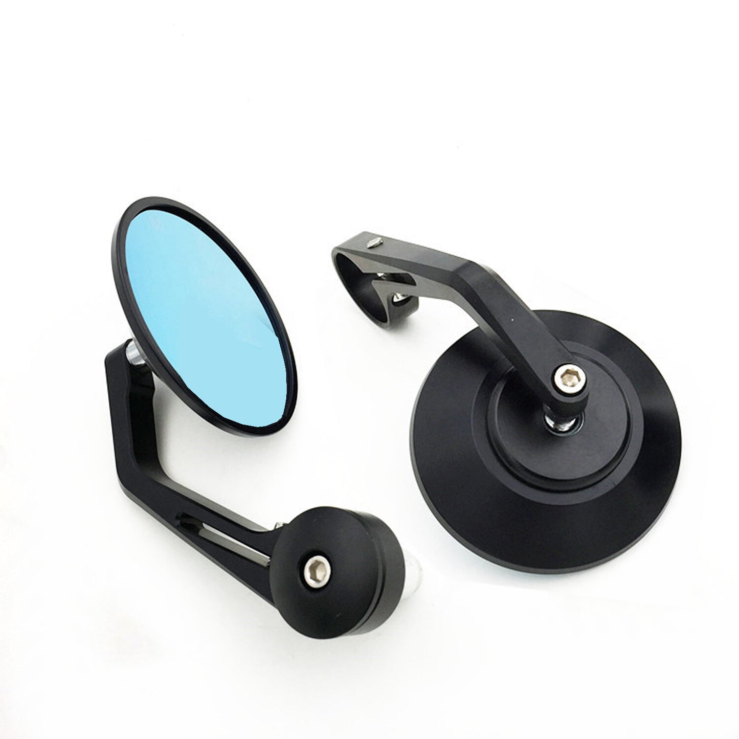 7/8 22mm Black CNC Handle Bar End Side Round Rearview Mirror Cafe Racer Custom Q