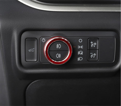 Red Aluminum Headlight Switch Knob Cover Trim for Ford Explorer 2020-2022