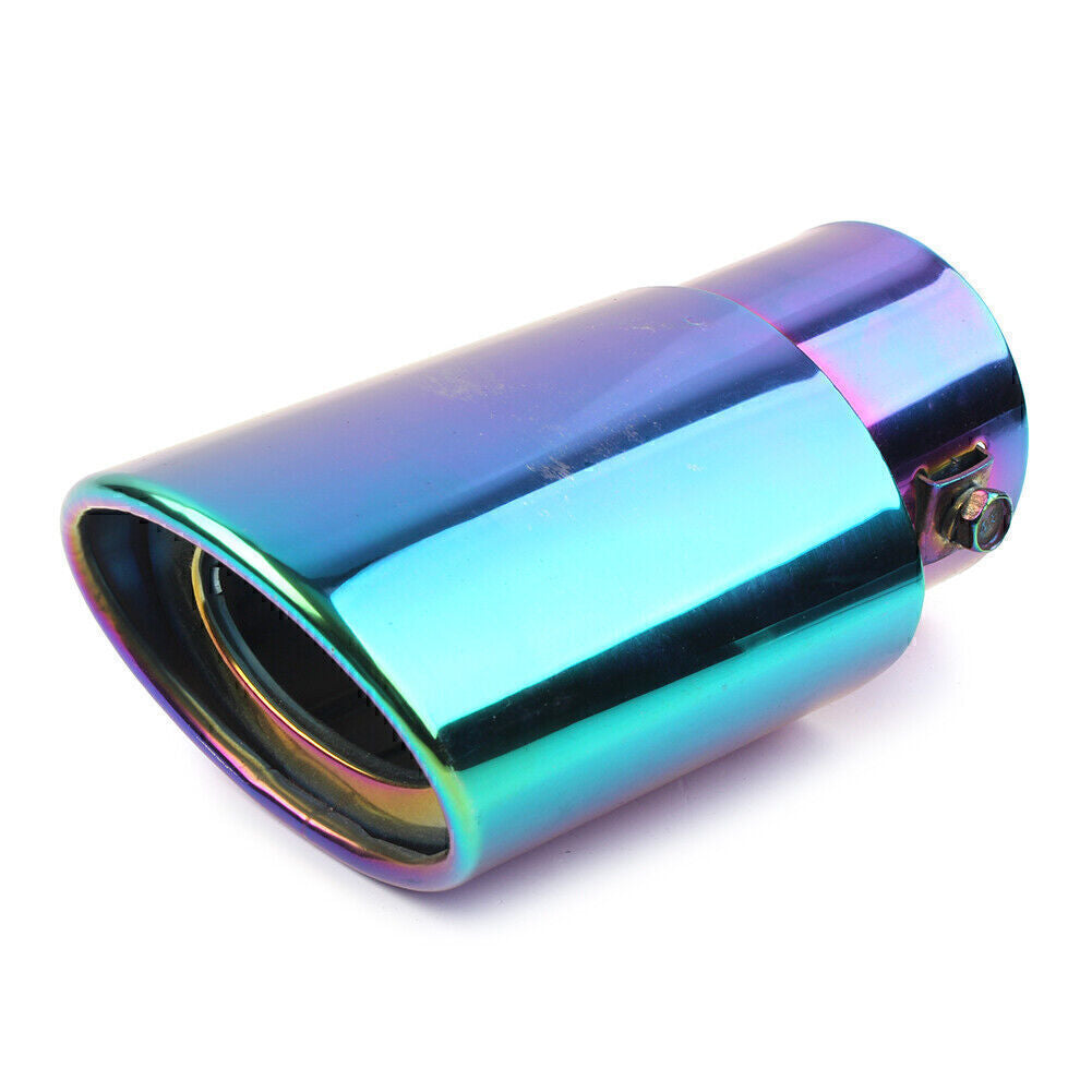 Car Stainless Steel Rear Exhaust Pipe Tail Muffler Tip Round Accessories BLUE