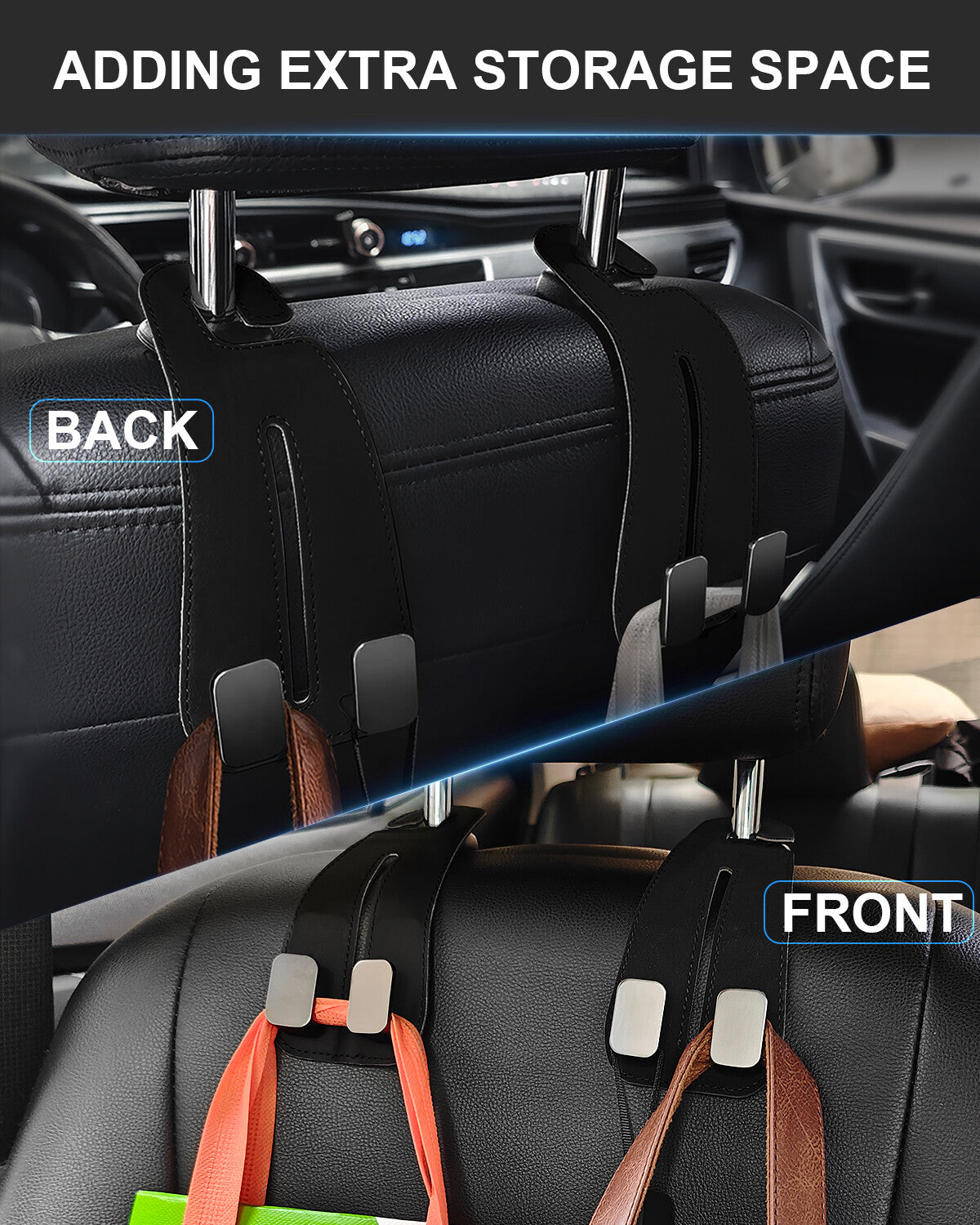 Leather car SUV rear for seat headrest double hook hook wallet and general merchandise shelf - n