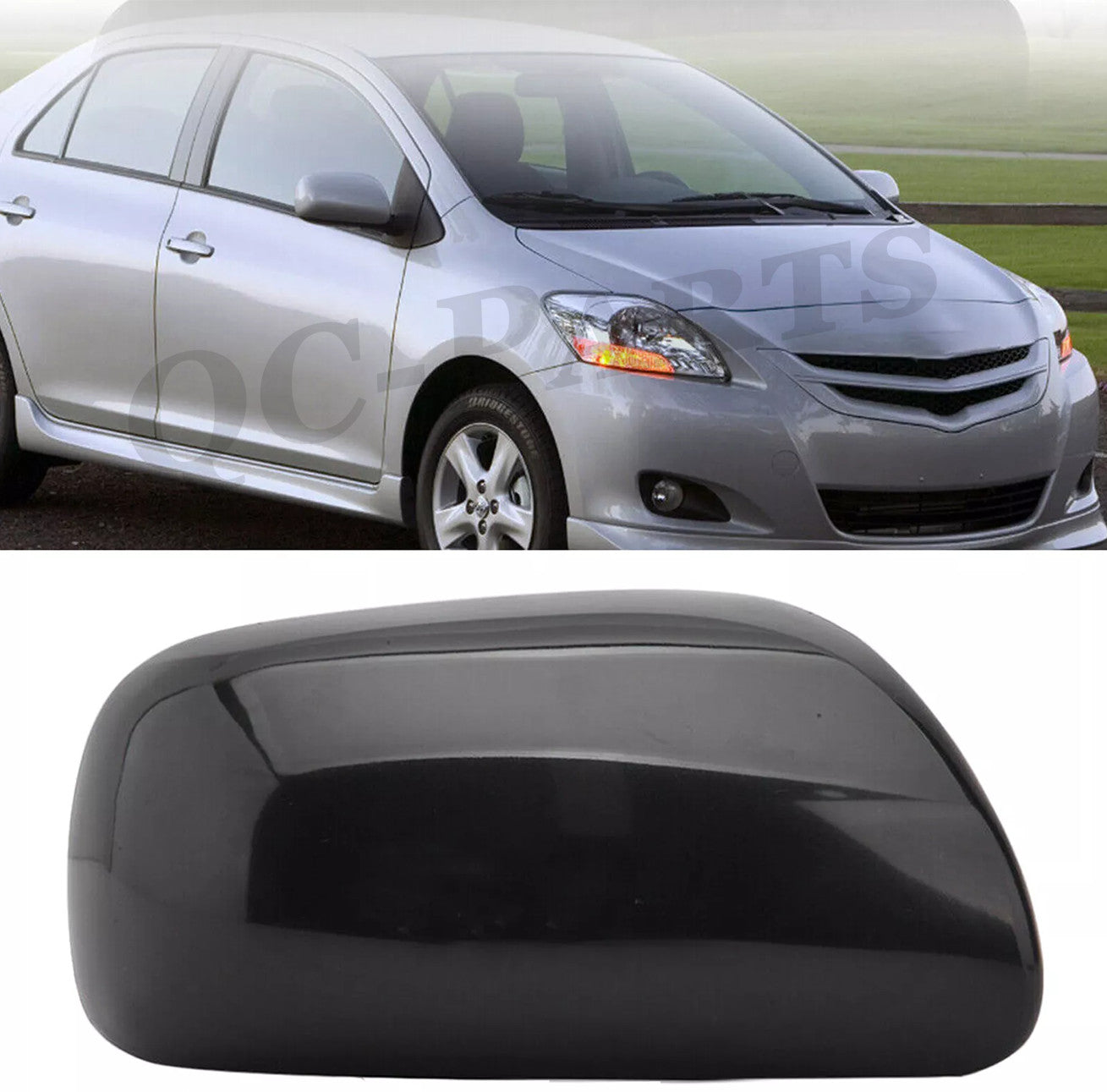 Black Right Passenger Side Mirror Cover Cap for Toyota 2007-11Yaris 04-09 Prius