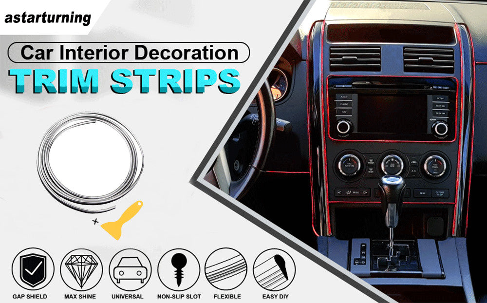 Car Trim Moulding Strip Silver Interior Decorative Line DIY 5M(16.4ft) Universal