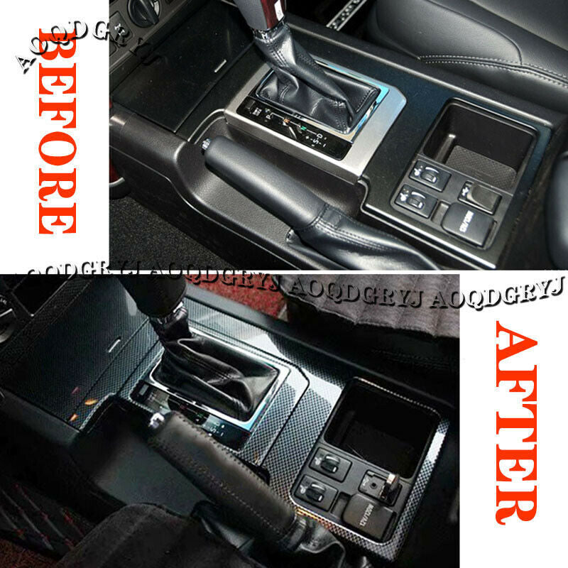Carbon Fiber Gear Shift Panel Moulding Cover Trim for Toyota Prado 4.0L 2010-17