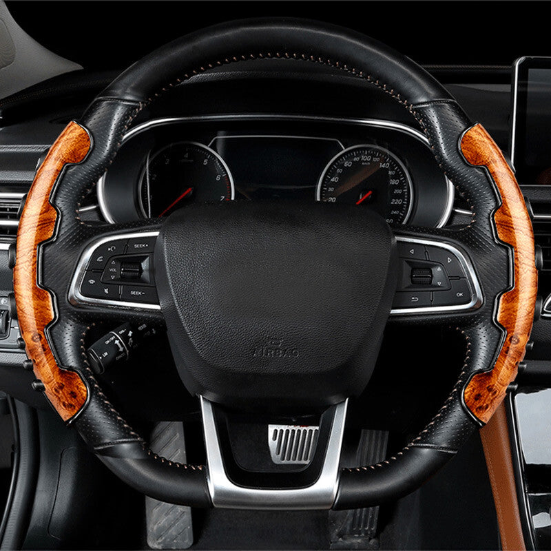 Wood Grain Universal Car Steering Wheel Booster Cover Trim Non Slip Accessories