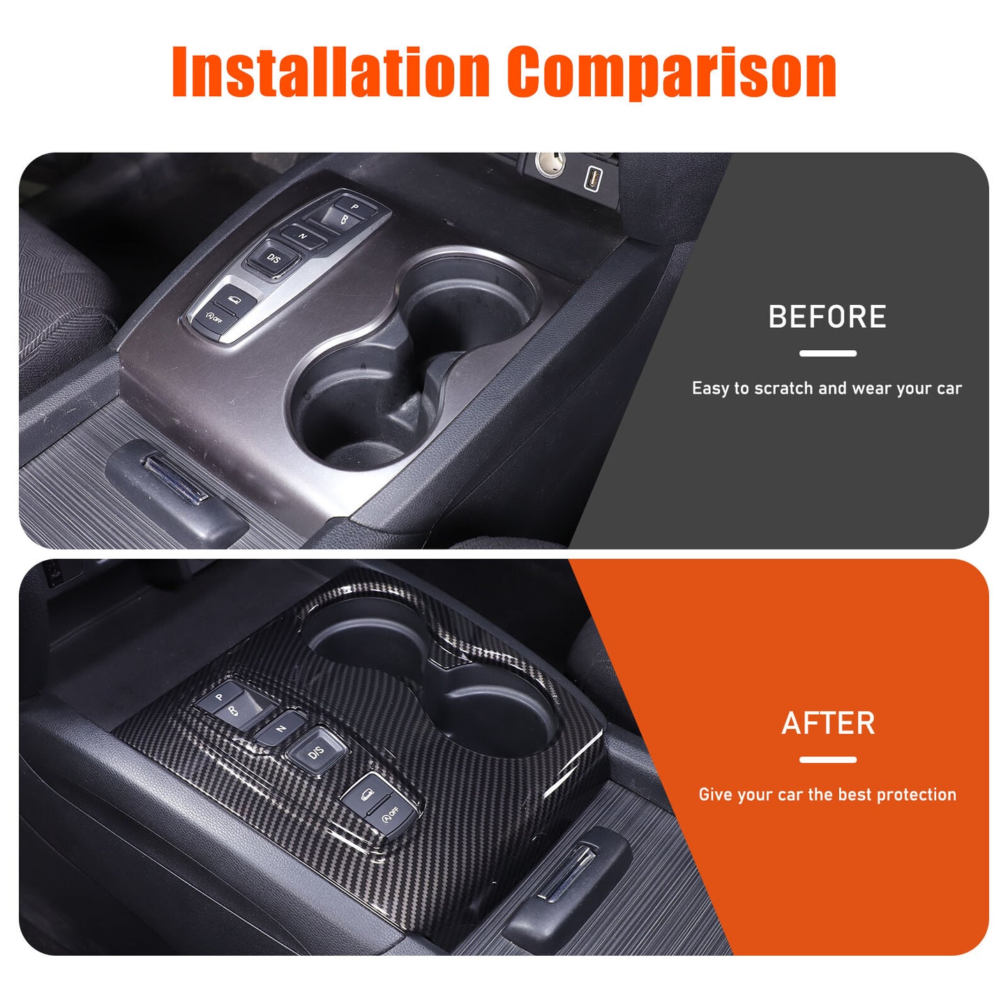 Suitable for 2020-2023 for Honda Ridgeline carbon fiber exterior center console gear shift cover. n