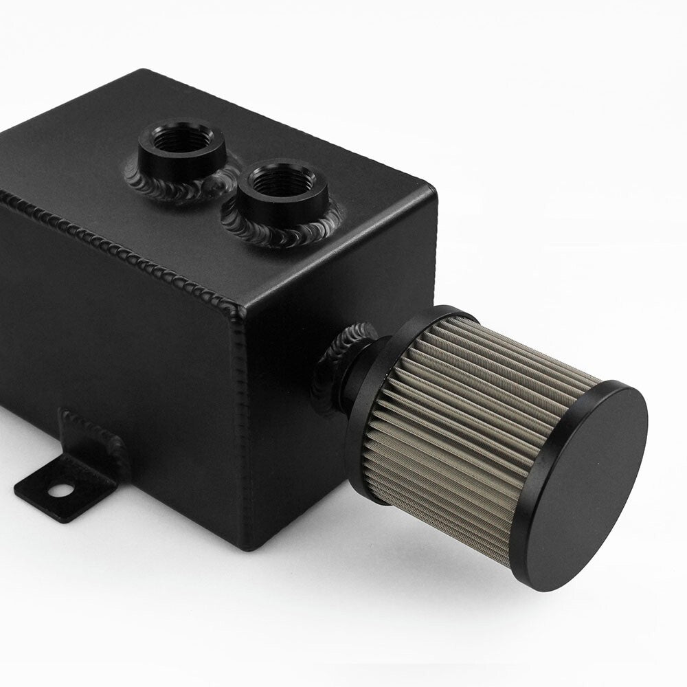 Aluminum 2L Car Oil Catch Can Tank Fuel Tanks with Breather Filter Drain Tap