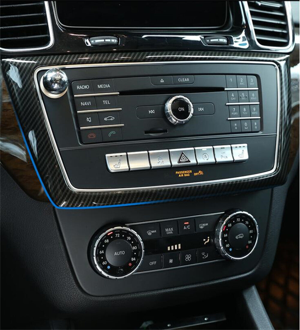 Carbon Fiber ABS Central Control CD Panel Cover for Benz GL GLE GLS ML 2013-2019