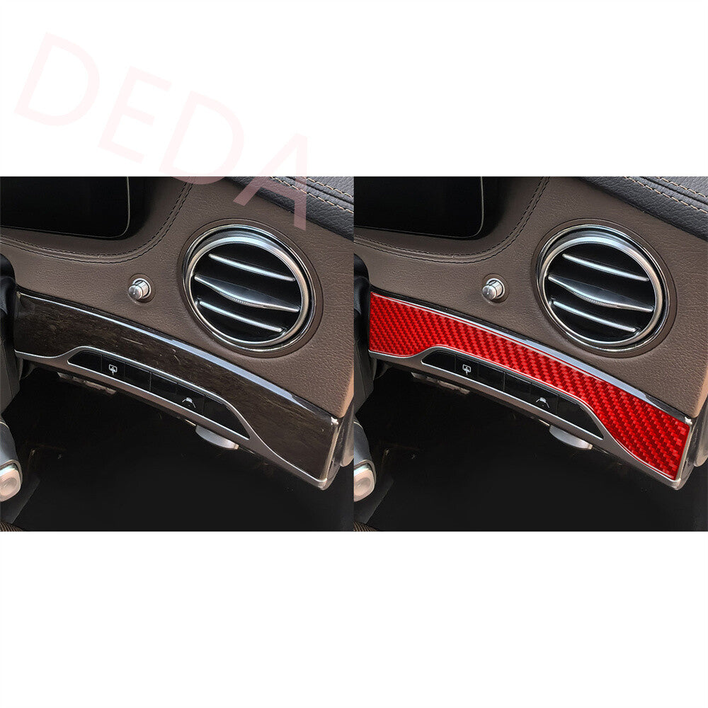 RHD Red Carbon Headlight Switch Up Lane Assist Cover for Benz S Class W222 13-20