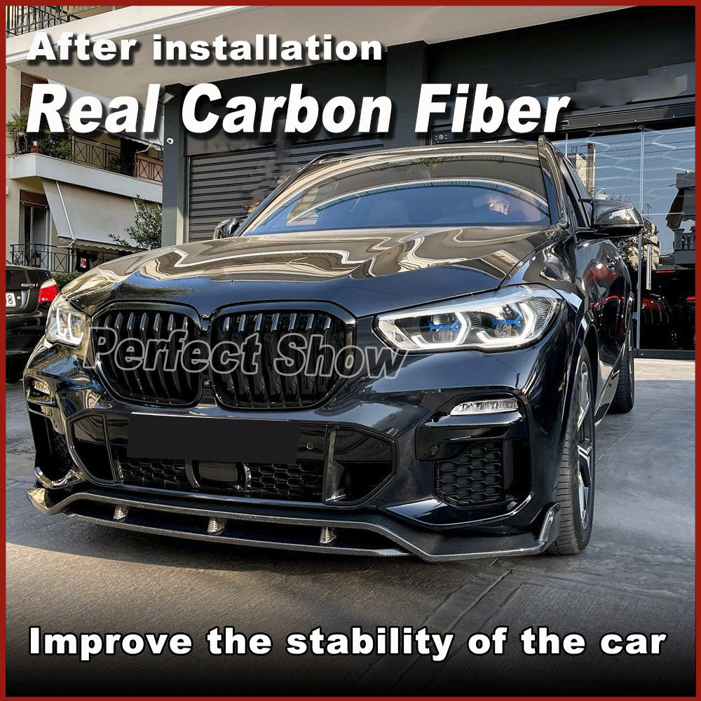 Fit for BMW X5 G05 M-Sport Bumper 2019-2021 REAL Carbon Front Chin Lip Spoiler
