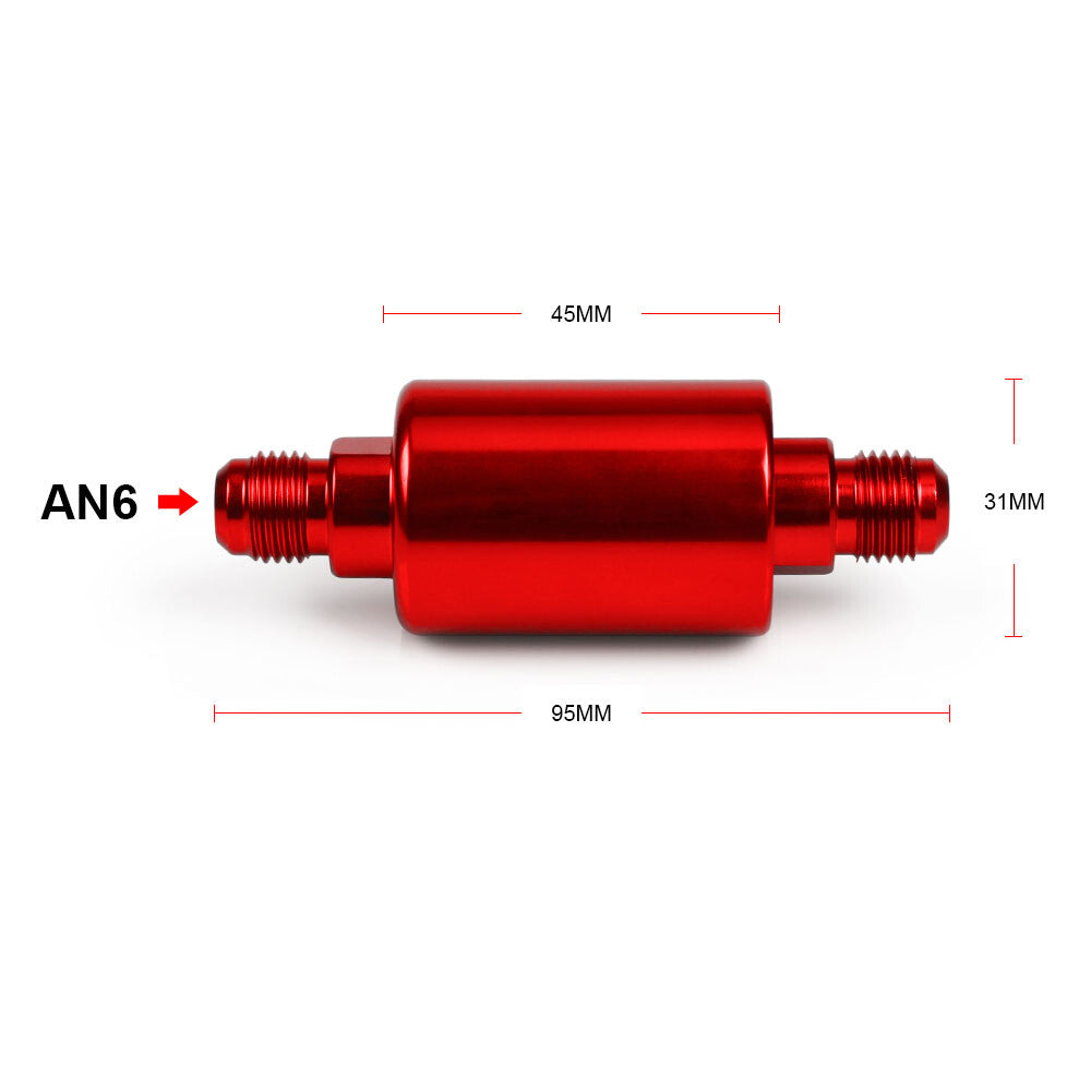 Car Flow Performance for Mini Oil Fuel Filter Inline With 100 Micron Element Red Q