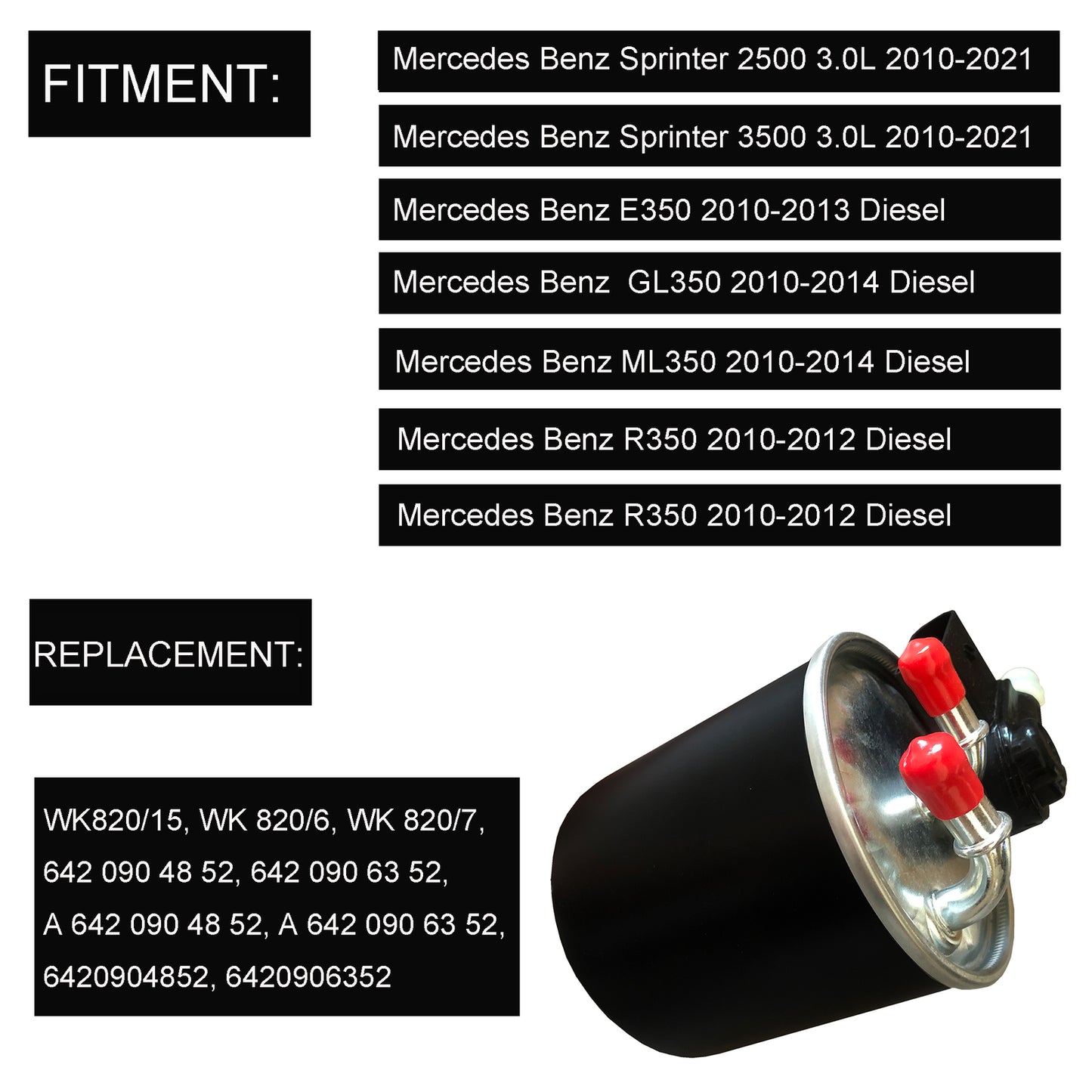 WK820/15 Fuel Filter with 5-Pin Fits for Mercedes-Benz E350 GL350 ML350 R350