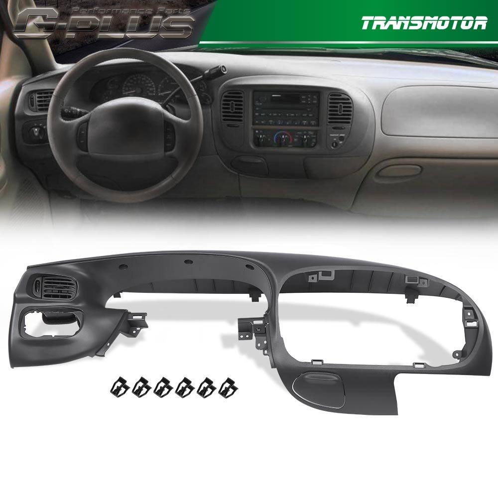 Gray dashboard trim border replicates the dashboard design of 1997-2003 for ford F150 Expedition. Q