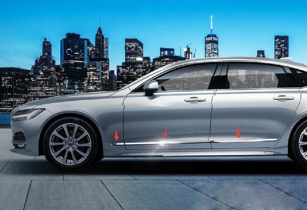 for Volvo S90 2017-2021 ABS Chrome Side Door Body Molding Cover Strip Trim 6x