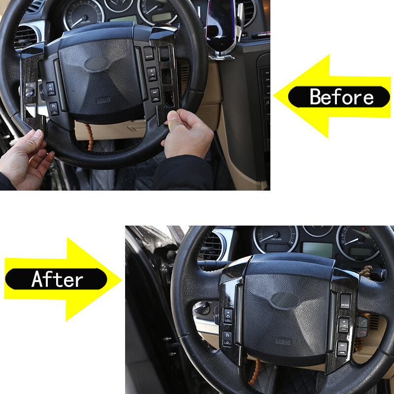 Wood grain steering wheel button cover frame for LR3 Discovery 3 & Freelander 2- n