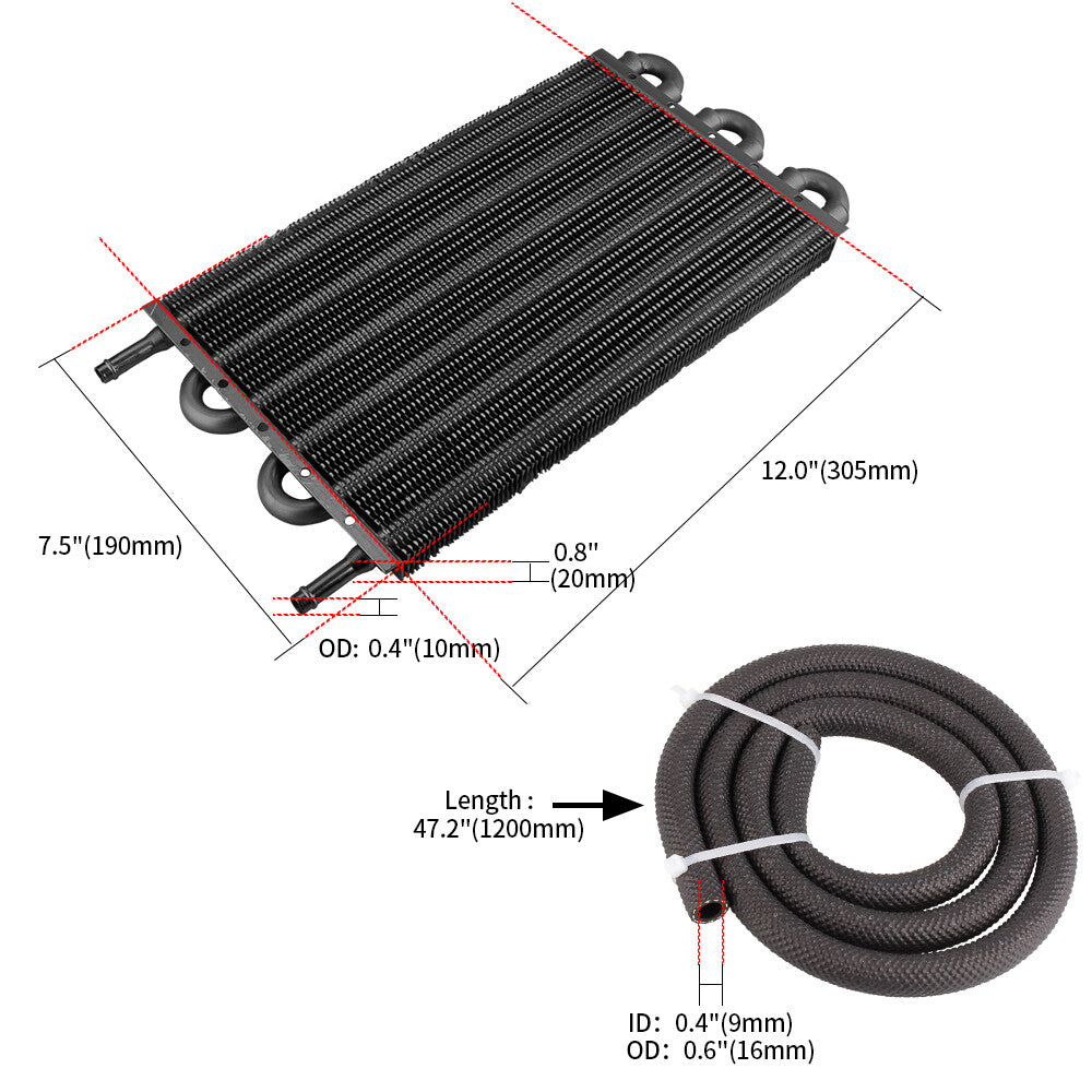 6 Rows Aluminum Remote Transmission Oil Cooler/Auto-Manual Radiator Converter Q