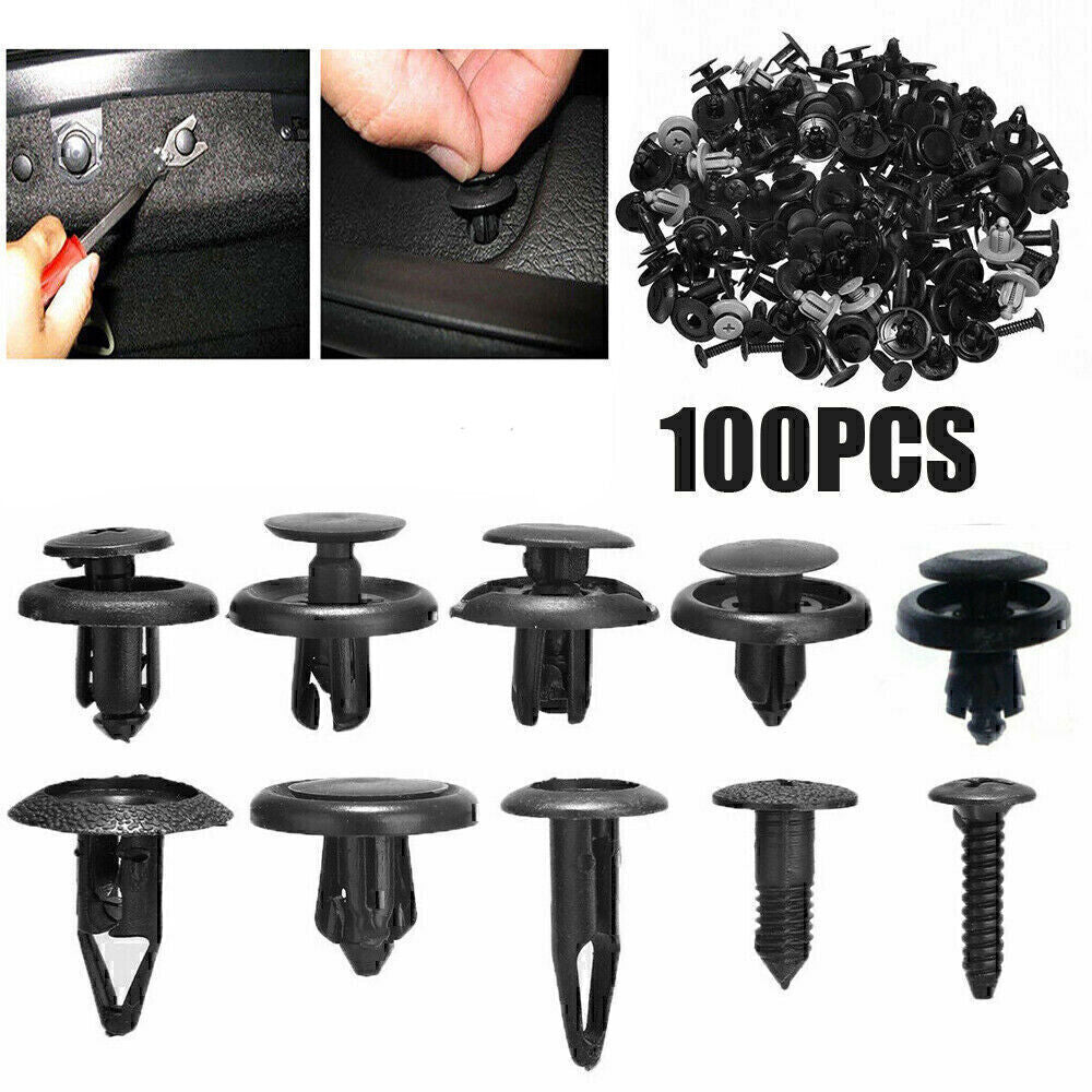 100X Fender Clips Trim Car Auto Push Pin Rivet Bumper Fastener Panel Retainer
