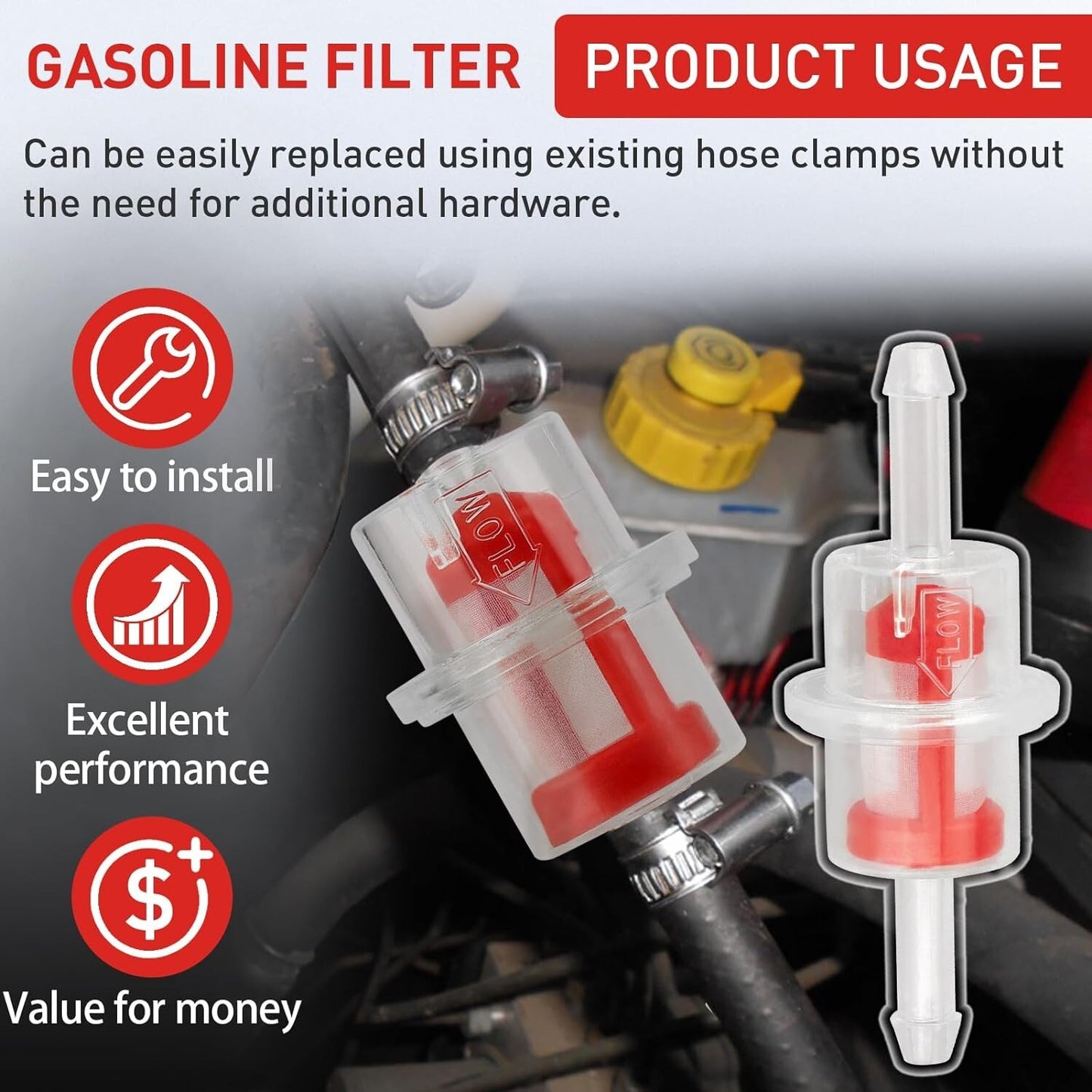 3/16 Inline Gas Fuel Filter for Polaris 440 500 EFI 600 650 for Polaris Classic 700