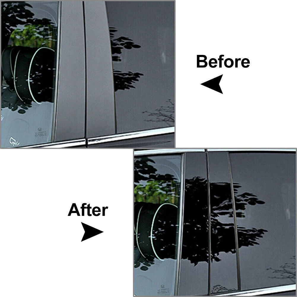for Mitsubishi Lancer 2008-17 Piano Black Pillar Posts Door Window Molding Strip