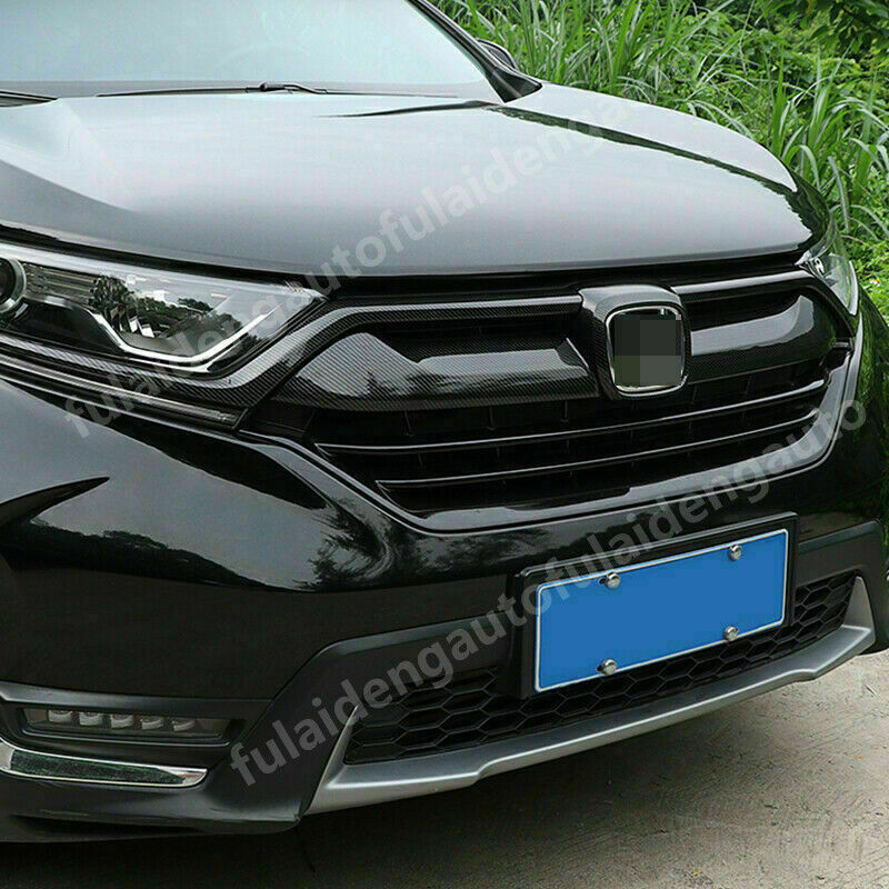3X Carbon Fiber Front Center Grille Trim Bottom Strips for Honda CR-V 2017-2019
