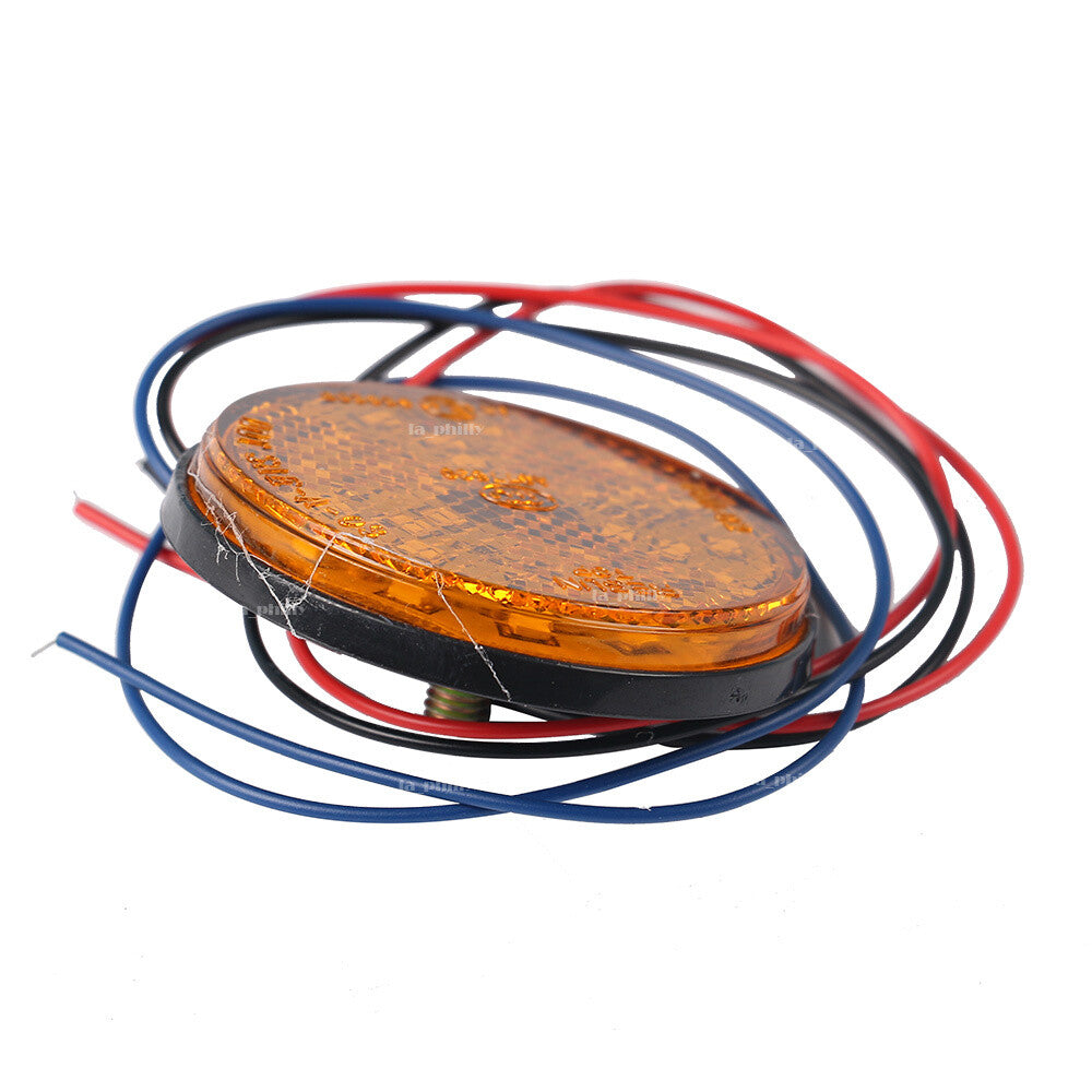 Motorcycle Truck 12V 24 LED Round Brake Stop Tail Rear Light Lamp-Yellow Q
