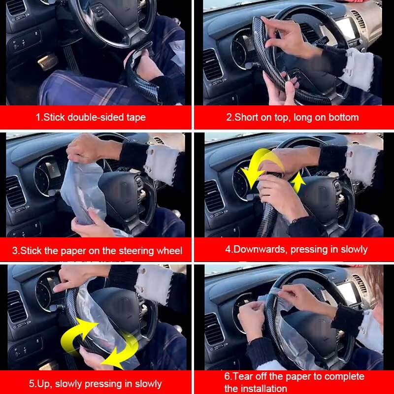Red Carbon Fiber Universal Car Steering Wheel Booster Cover NonSlip Accessory