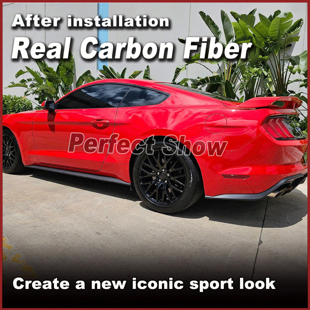 for Ford for Mustang GT 2015-22 Real Carbon Fiber Side Skirts Extension Lip Spoiler