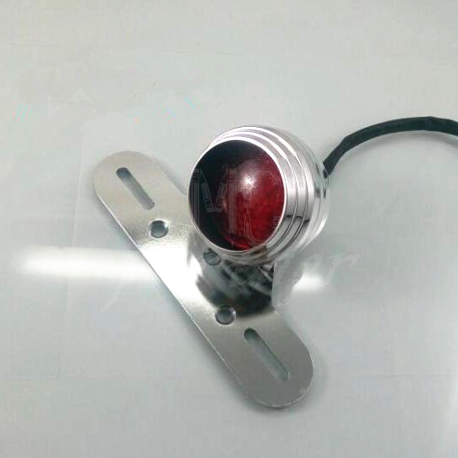Chrome Round LED Tail Brake Light License Plate for Harley Bobber Chopper Q