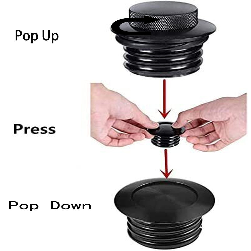 Black motorcycle top-mounted pop-out ventilated fuel tank cap suitable for Harley-Davidson - n