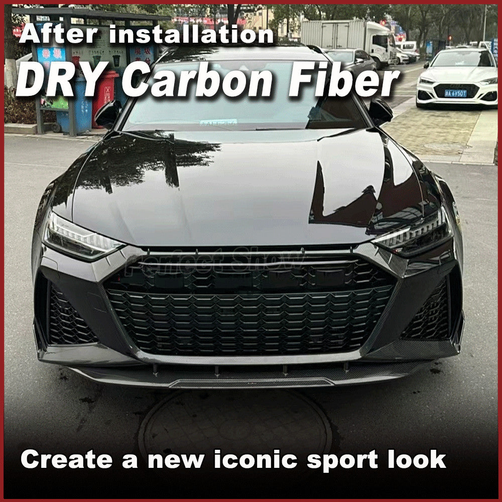 Fit for Audi RS6 RS7 C8 Avant Wagon 2019-24 Dry Carbon Front Bumper Lip Spoiler