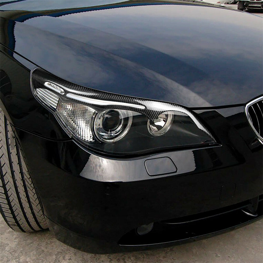 for BMW 5 Series E60 2004-2010 Real Carbon Fiber Headlight Eyelids Eyebrow Cover